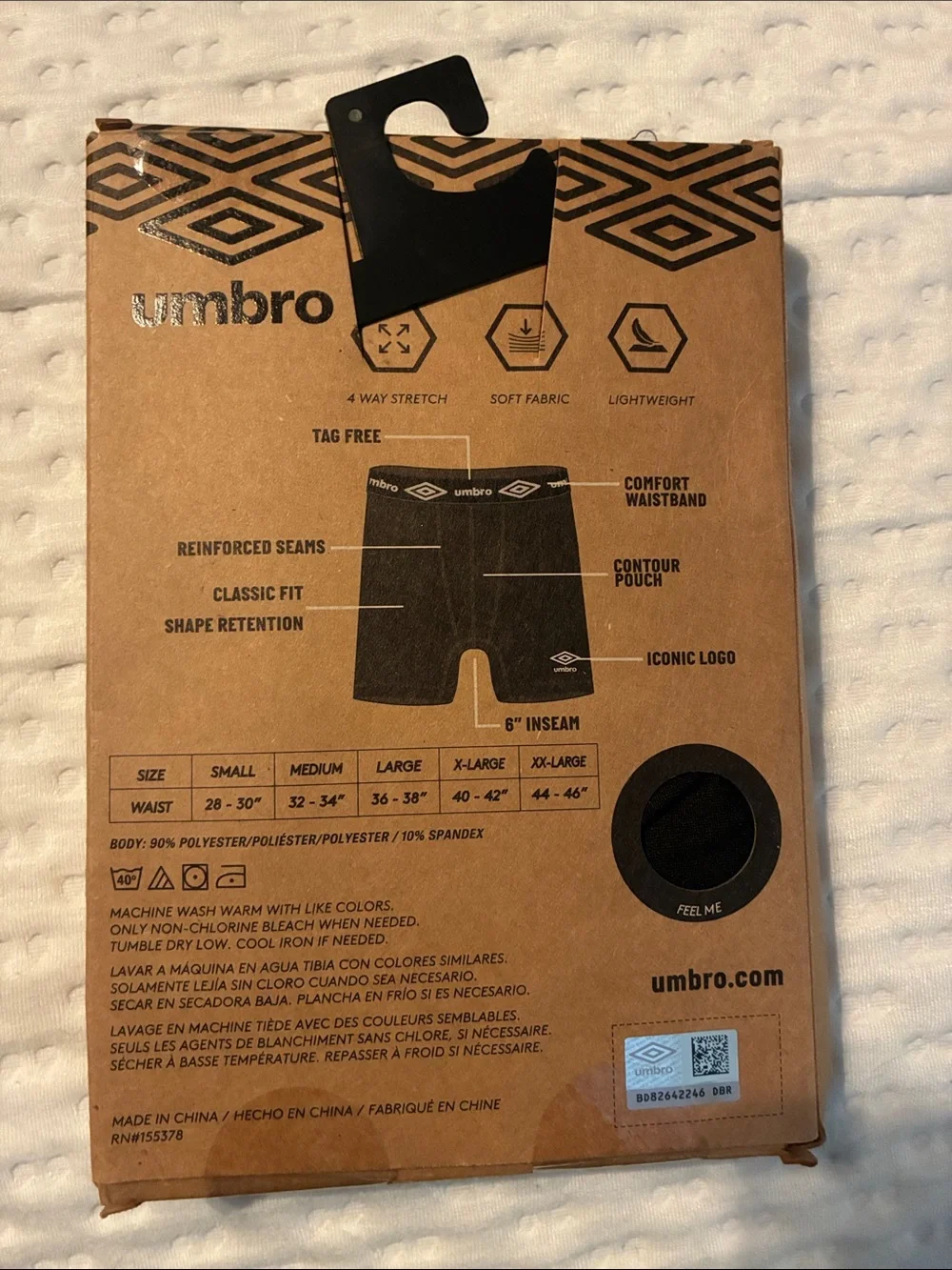 NWT 3 Pack Umbro Essential Stretch Men's Breathable Boxer Briefs Size Large